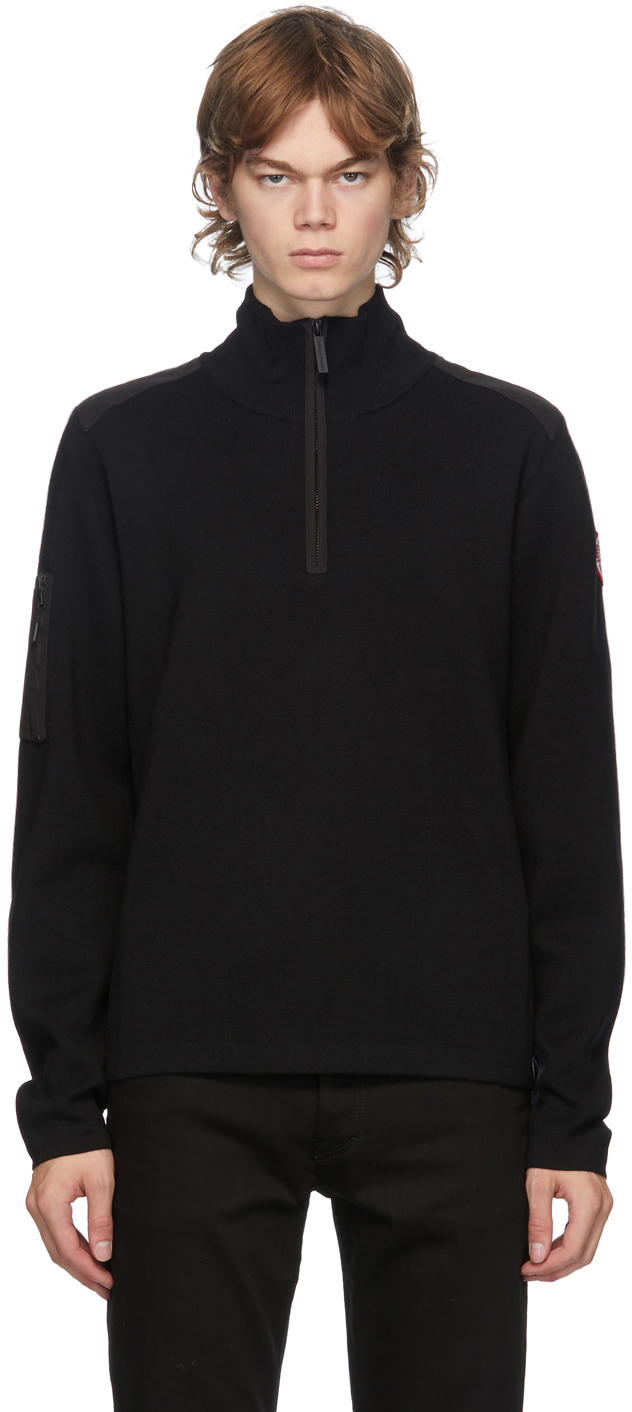 Canada Goose Black Wool Stormont 1/4 Zip Sweater | The Fashionisto