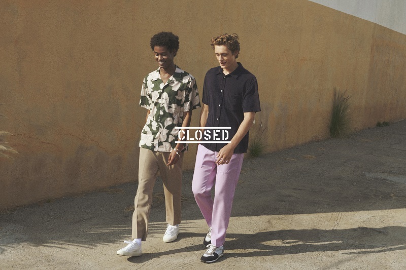 Taking a stroll, Caleb Elijah and Elijah Claxton sport short-sleeve shirts from Closed.