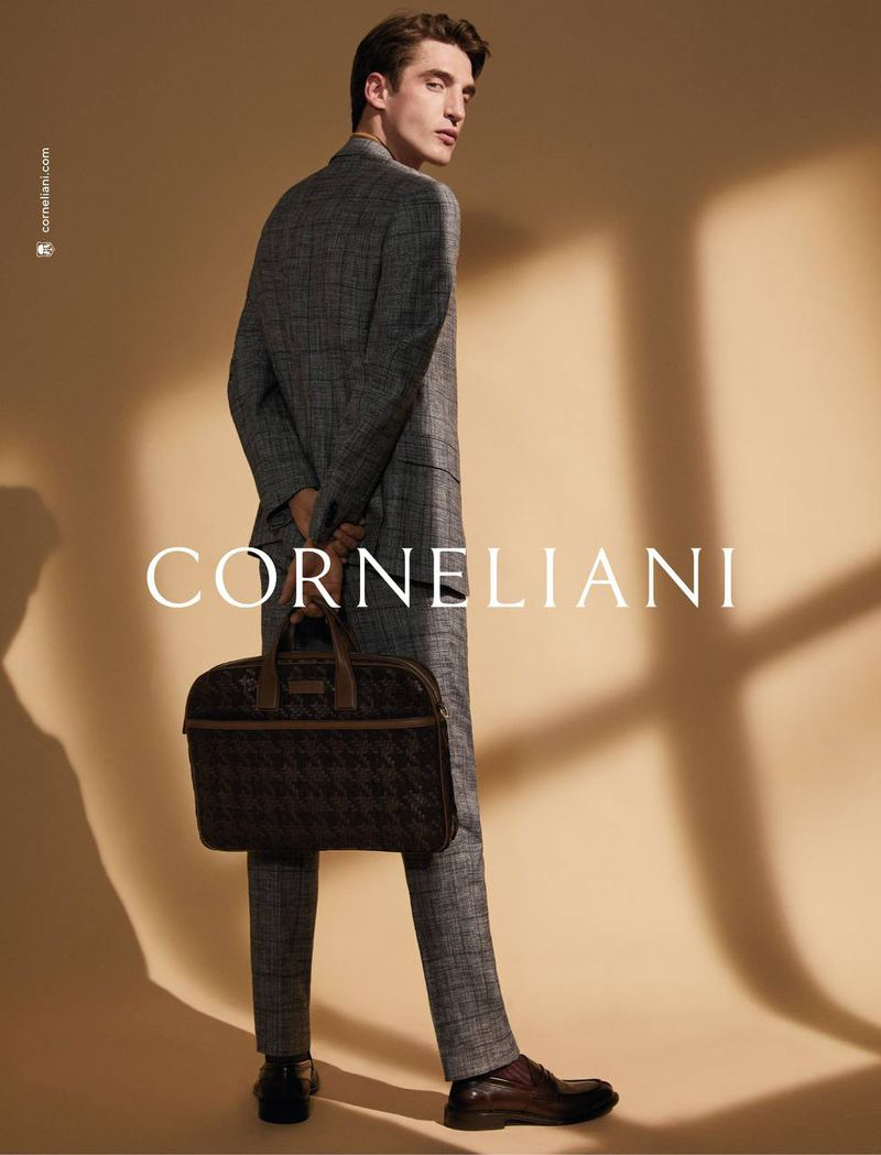 Adriano Russo photographs Anatol Modzelewski for Corneliani's spring-summer 2021 campaign.