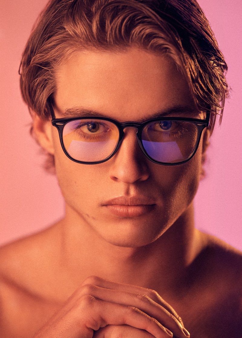 Front and center, Harry Algar stars in the Dreamers Screen eyewear campaign.
