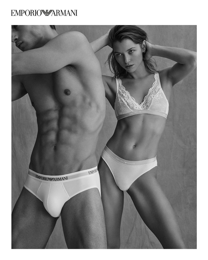 Alvaro Beamud Cortes photographs Aleksandar Rusić and Hana Jirickova for Emporio Armani's spring-summer 2021 underwear campaign.