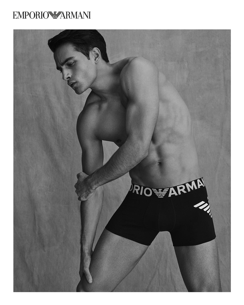 Aleksandar Rusić fronts Emporio Armani's spring-summer 2021 underwear campaign.