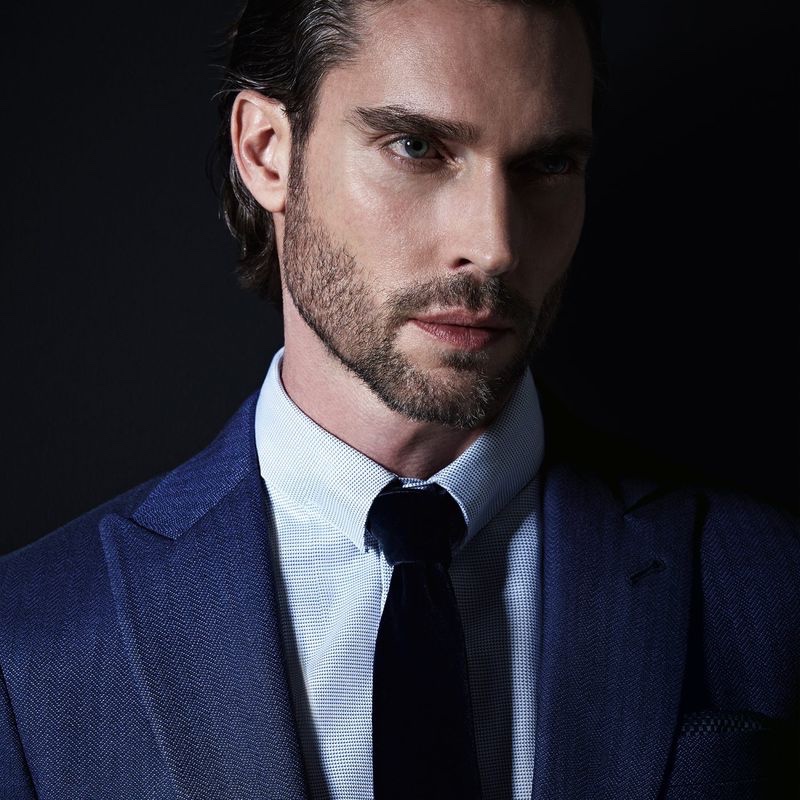 Ready for his close-up, Donny Lewis appears in Giorgio Armani's spring-summer 2021 Made to Measure campaign.