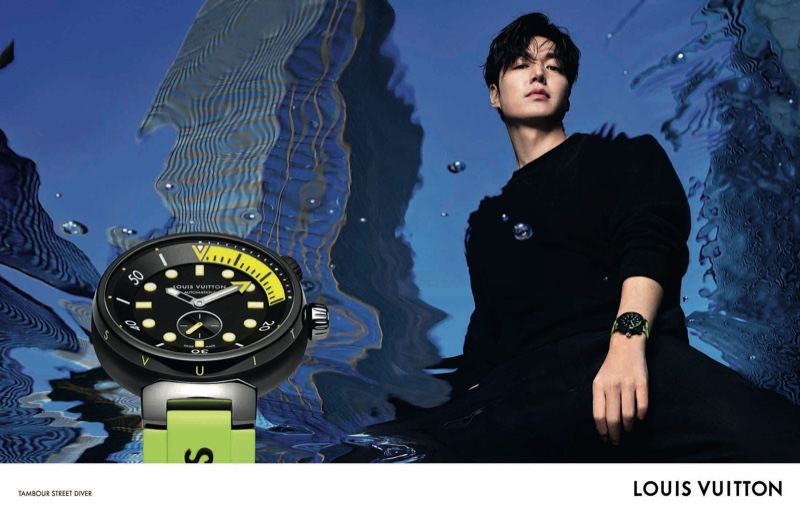 South Korean actor Lee Min-ho fronts the Louis Vuitton Tambour Street Diver watch campaign.