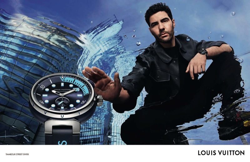 Actor Tahar Rahim stars in the Louis Vuitton Tambour Street Diver watch campaign.