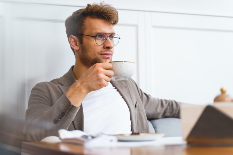 Male Model Glasses Coffee Cup Male Model Glasses Coffee Cup
