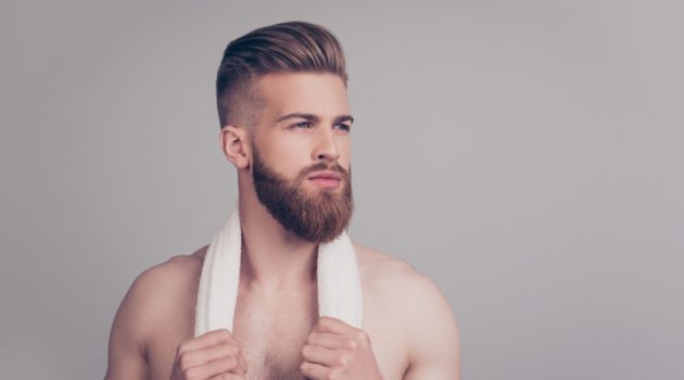 What Is The Best Product For Beard Growth? Male Model Groomed Shirtless Beard Hairstyle