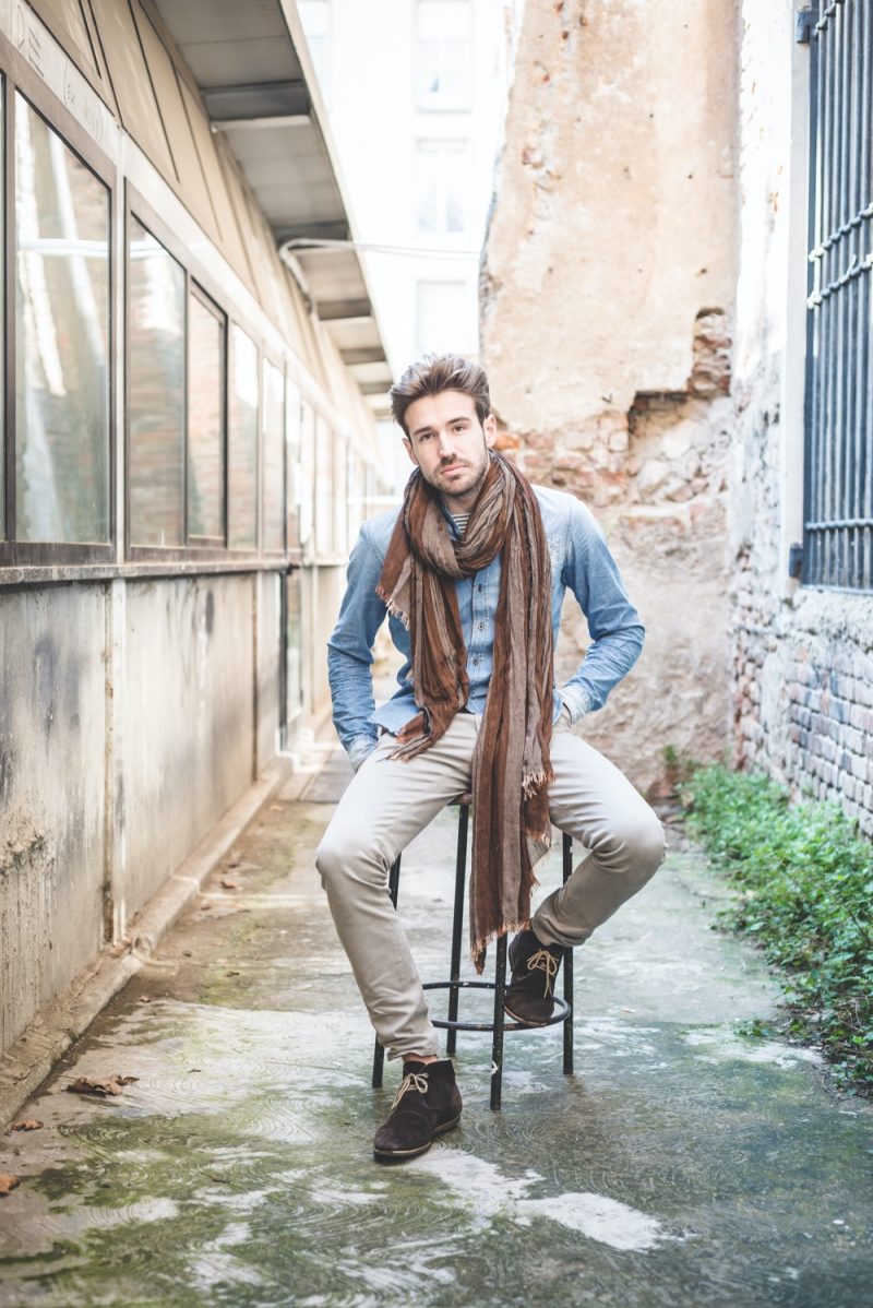 Man Wearing Stylish Scarf