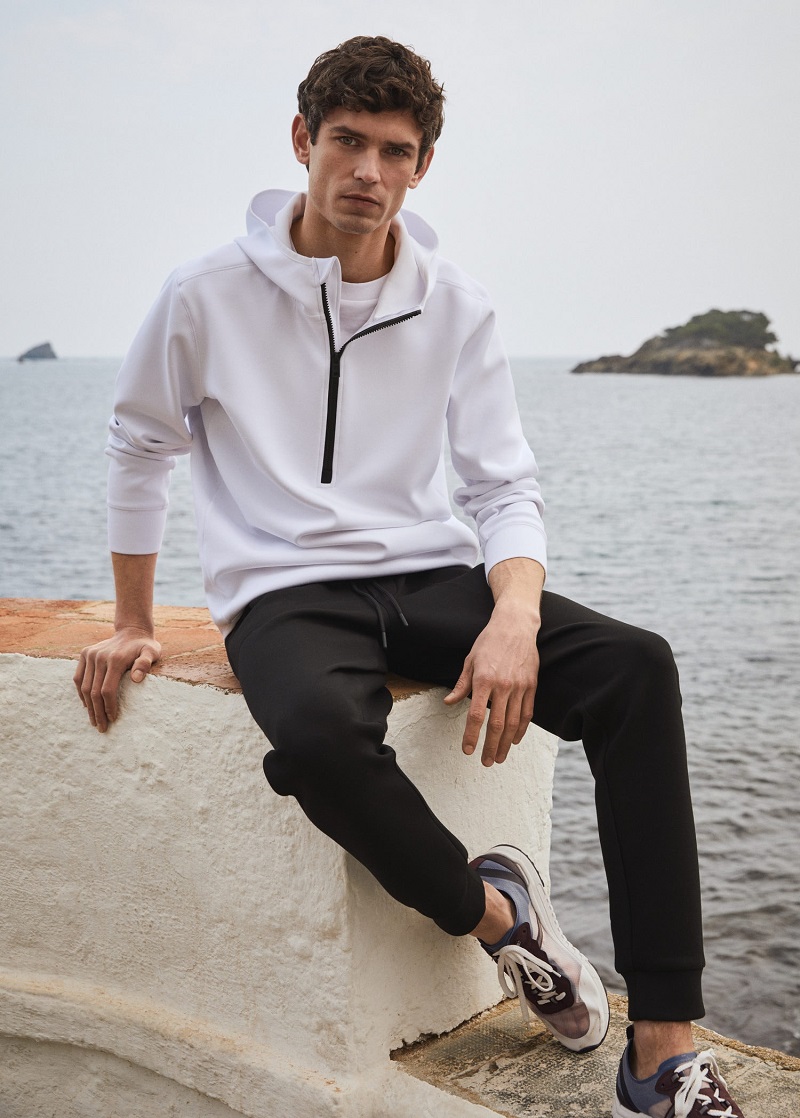 Venturing outdoors, Arthur Gosse showcases Mango's Leisure collection.