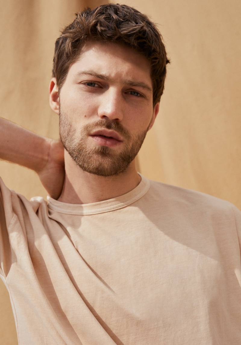 Boyd Gates dons a t-shirt from Mango Committed's Mineral Dyes capsule collection.