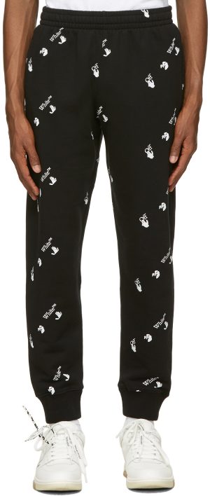 Off-White Black All Over Logo Cuffed Lounge Pants Off-White Black All Over Logo Cuffed Lounge Pants