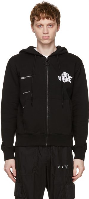 Off-White Black Blur Logo Zipped Hoodie Off-White Black Blur Logo Zipped Hoodie