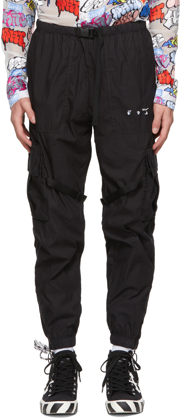 half black half white cargo pants