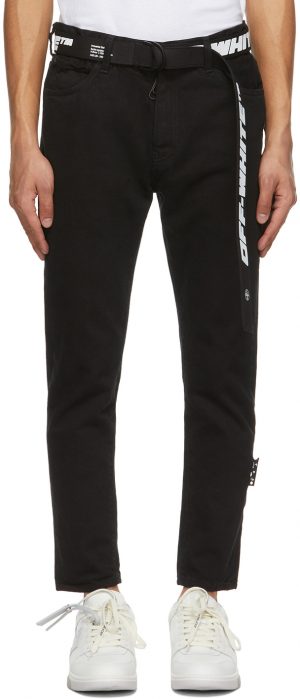Off-White Black Slim Fit Belted Jeans Off-White Black Slim Fit Belted Jeans
