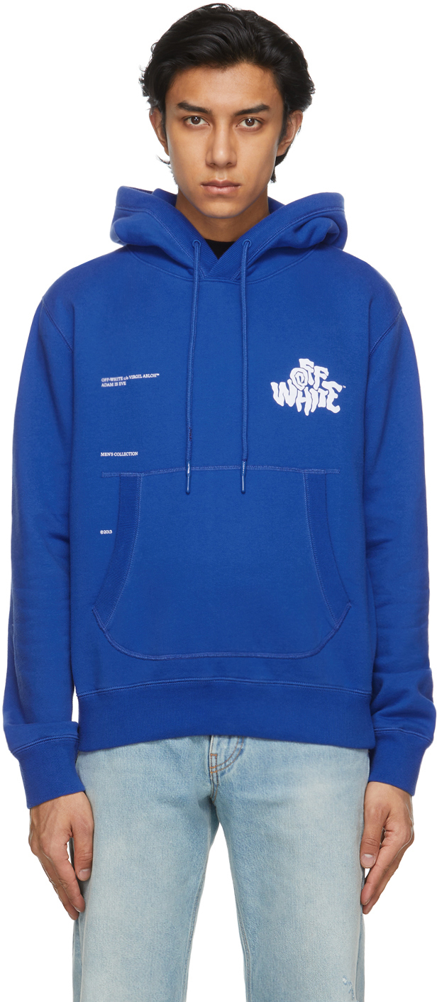 blue hoodie with white hood