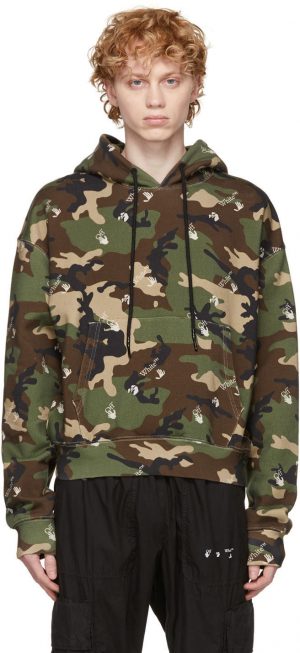 Off-White Green & Brown Camou Hoodie Off-White Green & Brown Camou Hoodie