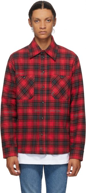 Off-White Red Flannel Stencil Shirt Off-White Red Flannel Stencil Shirt
