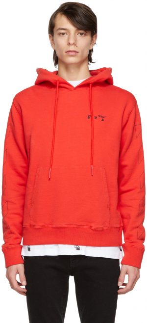 Off-White Red Slim Fit Logo Hoodie Off-White Red Slim Fit Logo Hoodie