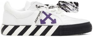 Off-White White & Purple Vulcanized Low Sneakers Off-White White & Purple Vulcanized Low Sneakers