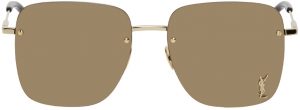 Saint Laurent Gold & Brown Mirror SL 312 Sunglasses Saint Laurent Gold & Brown Mirror SL 312 Sunglasses