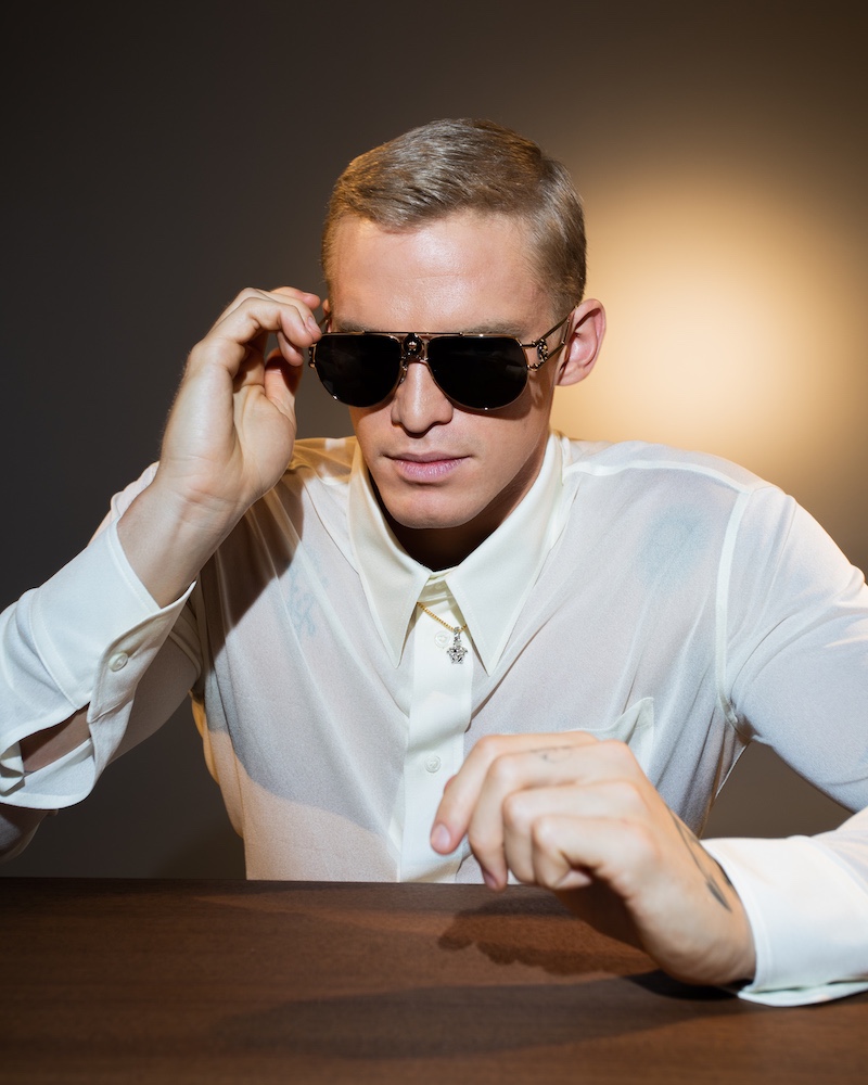 Front and center, Cody Simpson sports cool shades for Versace's spring-summer 2021 eyewear campaign.