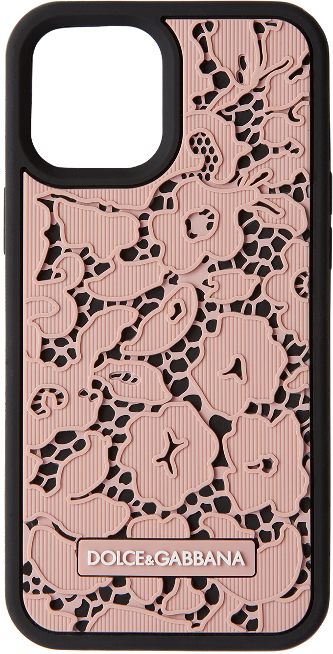 Dolce & Gabbana Black & Pink Lace iPhone 12 Pro Max Case | The Fashionisto