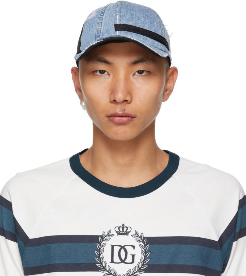 Dolce & Gabbana Blue & Black Denim Baseball Cap | The Fashionisto