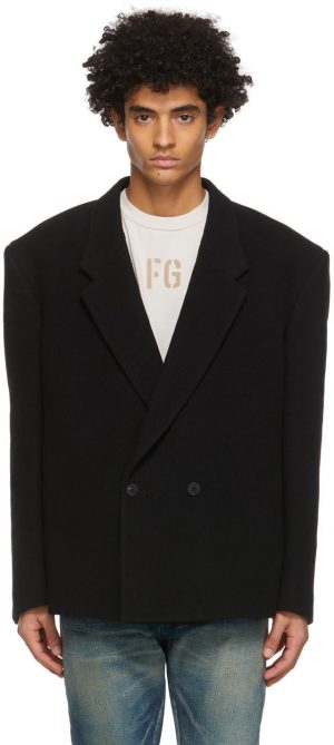 Fear of God Ermenegildo Zegna Black Double-Breasted Peacoat Fear of God Ermenegildo Zegna Black Double-Breasted Peacoat