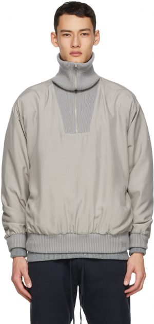 Fear of God Ermenegildo Zegna Grey Silk Anorak Jacket Fear of God Ermenegildo Zegna Grey Silk Anorak Jacket