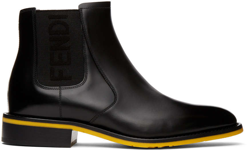 fendi force black leather chelsea boots