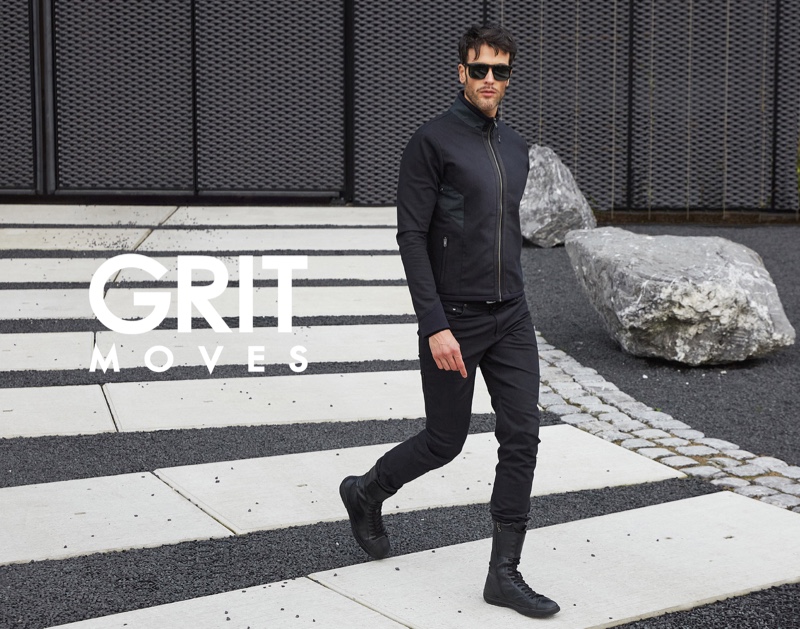 Taking a stroll, Pascal Bier appears in GritMoves' campaign.