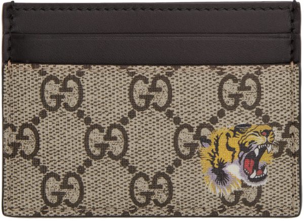 Gucci Beige GG Supreme Tiger Card Holder | The Fashionisto