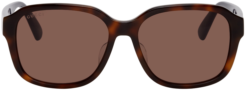 Gucci Tortoiseshell & Blue Square Sunglasses | The Fashionisto