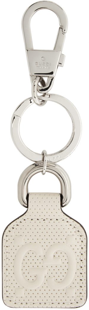 Gucci White GG Embossed Keychain Gucci White GG Embossed Keychain