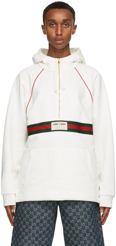 sweatshirt with web and gucci label