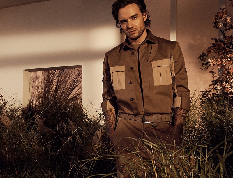 Embracing modern safari style, Liam Payne dons a look from his spring-summer 2021 HUGO collection.