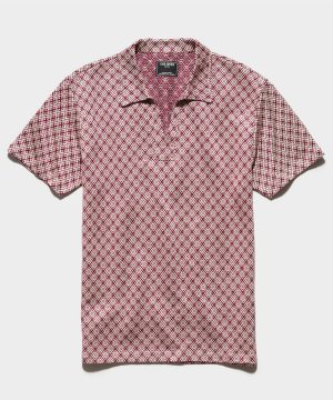 Italian Double Knit Cotton/Linen Polo in Burgundy Italian Double Knit Cotton/Linen Polo in Burgundy