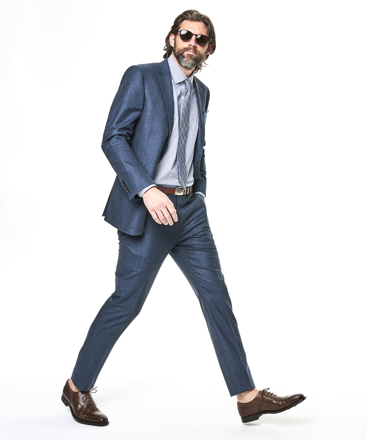 Made In The USA Sutton Wool Flannel Suit Jacket In Petrol The Fashionisto