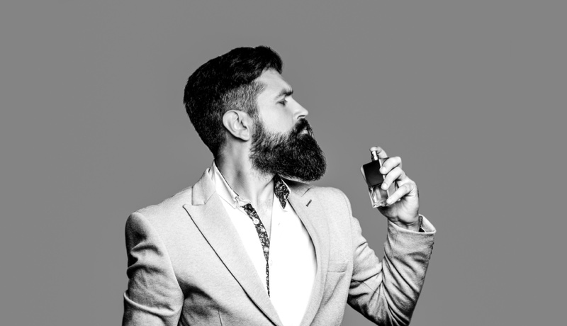 Male Model Black White Fragrance Beard Smelling