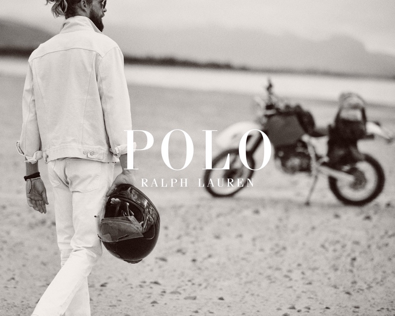 Chris Fisher rocks a white denim look for POLO Ralph Lauren's Wild Coast collection campaign.