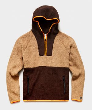 Polartec Half Zip Hoodie in Dark Hickory Polartec Half Zip Hoodie in Dark Hickory