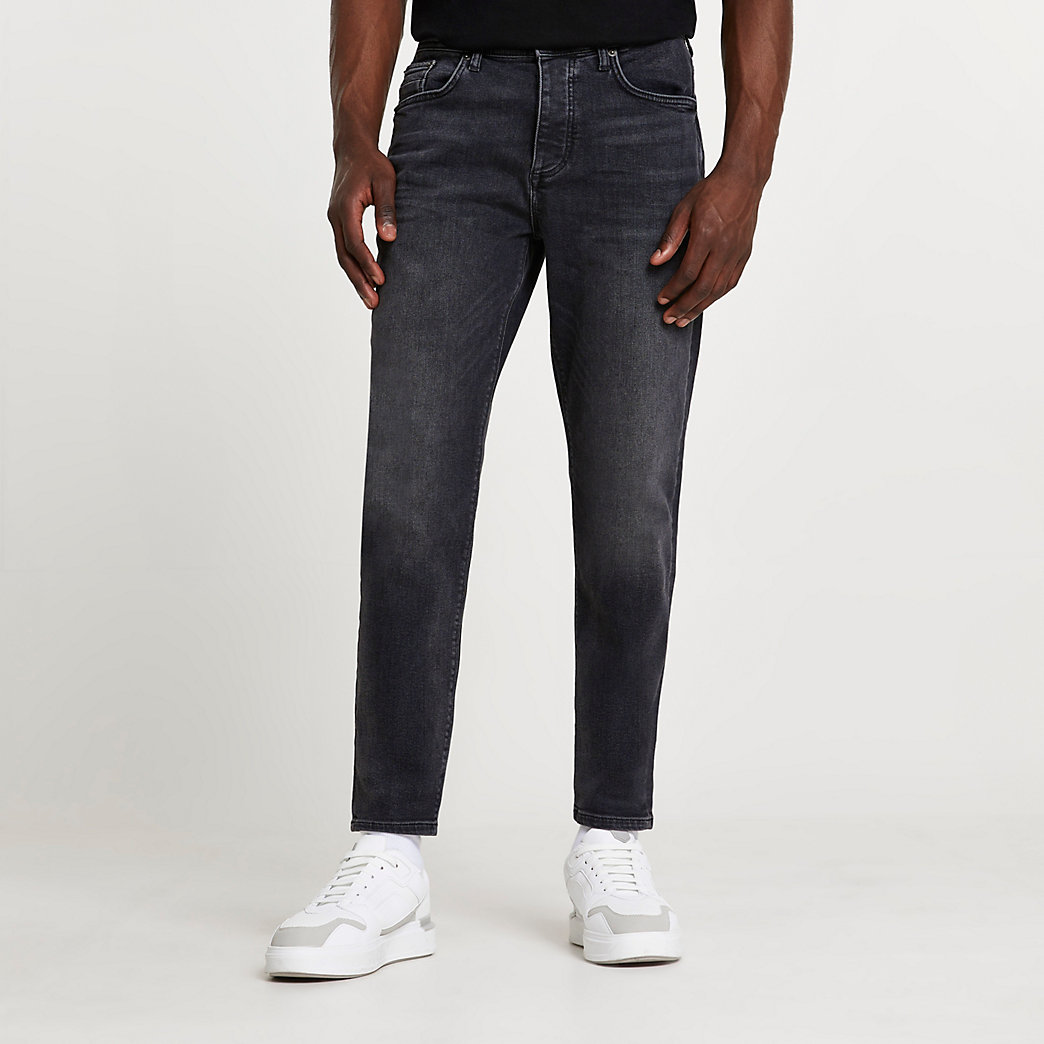 River Island Mens Black tapered denim jeans The Fashionisto