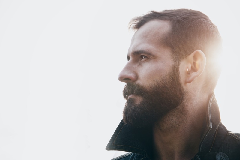 Side Profile Bearded Man Sunlight Side Profile Bearded Man Sunlight