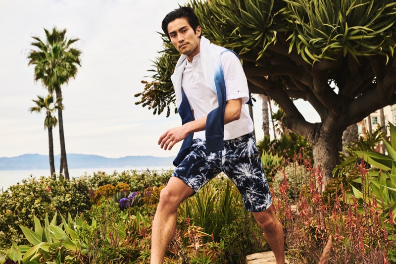 Max Ando sports a smart leisure look from Tommy Hilfiger.