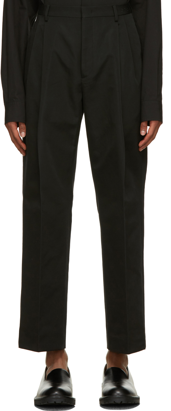 Valentino Black Pleated Logo Trousers | The Fashionisto