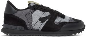 Valentino Garavani Black & Grey Valentino Garavani Rockrunner Sneakers Valentino Garavani Black & Grey Valentino Garavani Rockrunner Sneakers