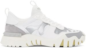 Valentino Garavani White & Silver Valentino Garavani Camo Rockrunner Sneakers Valentino Garavani White & Silver Valentino Garavani Camo Rockrunner Sneakers