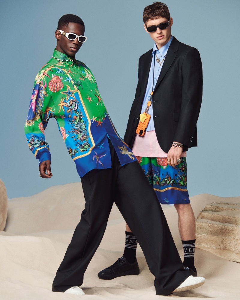 Cheikh Dia and Valentin Humbroich star in Versace's spring-summer 2021 men's accessories campaign.