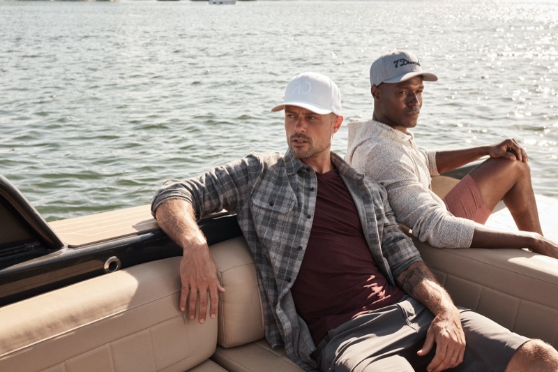 Spending a day on the water, Zac Taylor and Christopher Gary Lawson star in 7Diamonds' summer 2021 campaign.