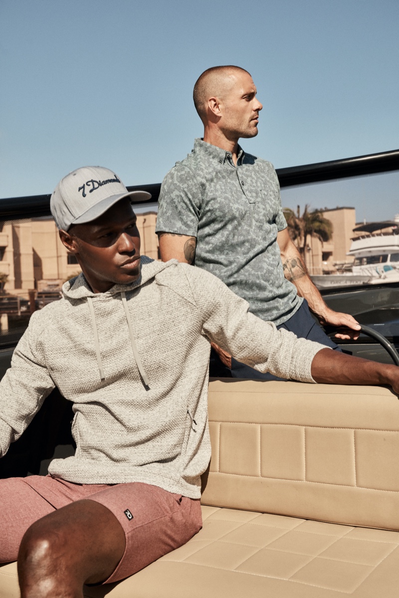 Christopher Gary and Zac Taylor model new casual looks for 7Diamonds' summer 2021 campaign.